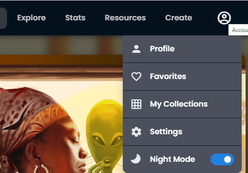 Menu Account pada OpenSea