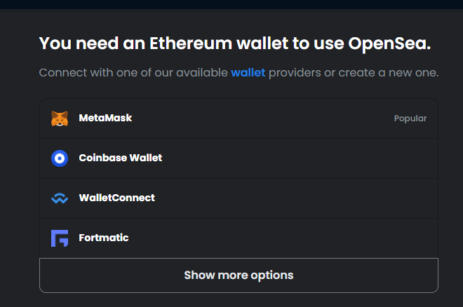 Opsi E-Wallet pada OpenSea