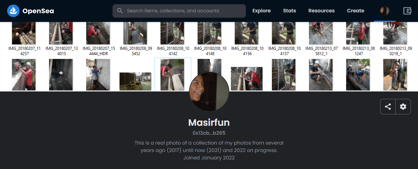 Tampilan Profile Akun di OpenSea