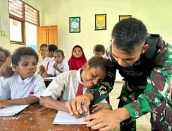 Layani, Ayomi dan Edukasi (LAE) Merupakan Motto Pos Sawiyatami Satgas Yonif 122/TS